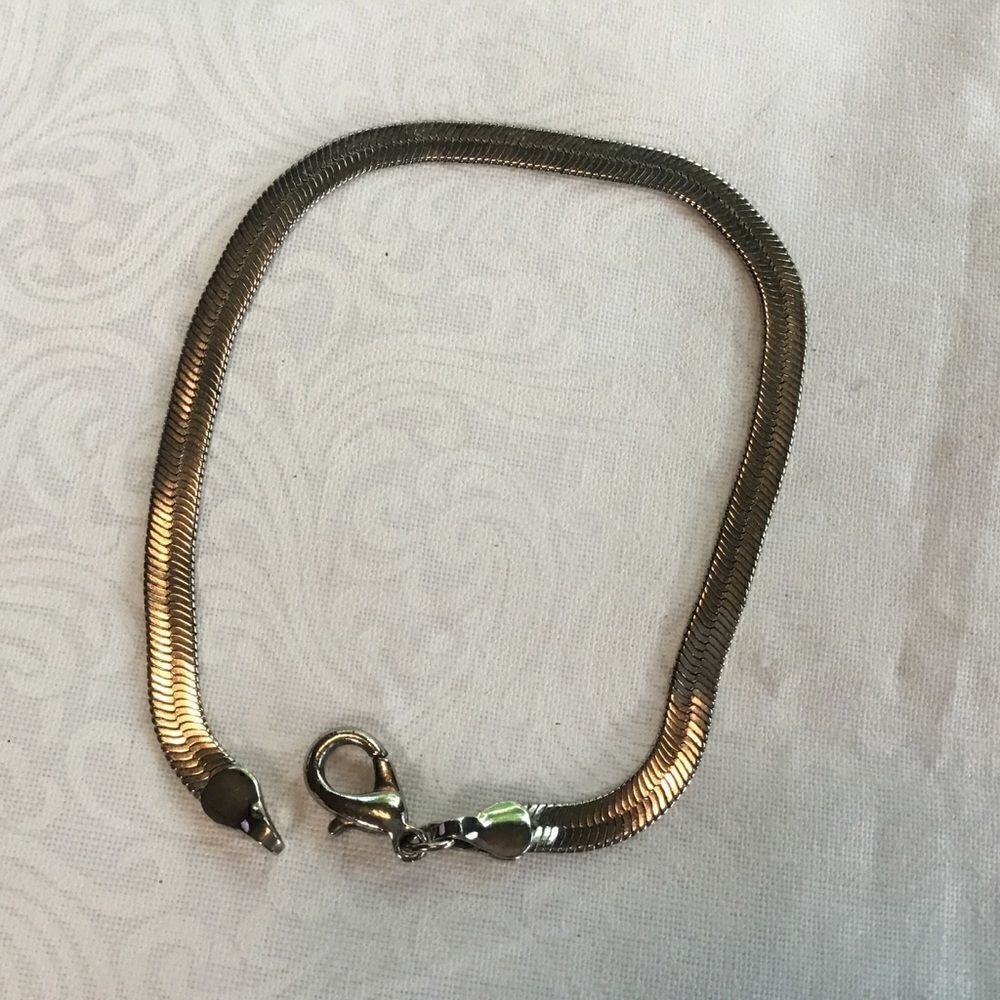 Silvertone Herringbone Bracelet 